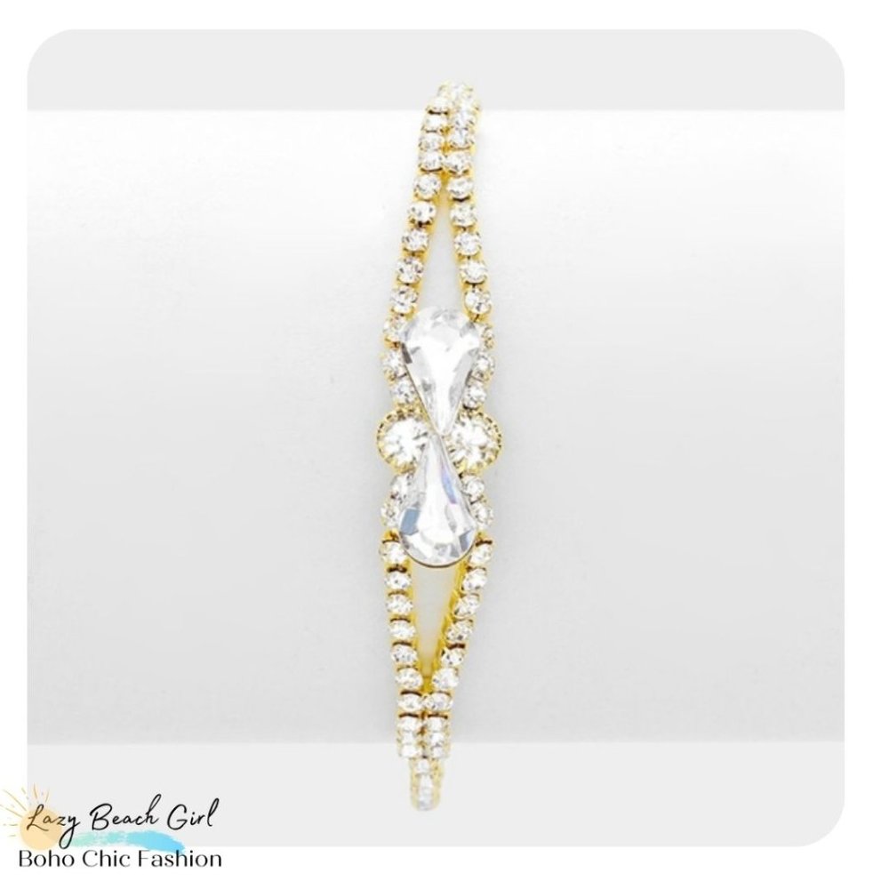 CRYSTAL TEARDROP & RHINESTONE EVENING BRACELET